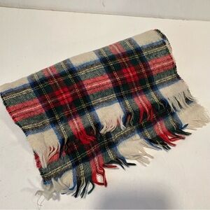 RODLINOCH Stewart Tartan 100% New Lambswool Scarf Scotland Cream Blue Red Plaid